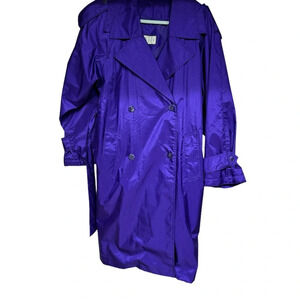 Vintage 80s Otello Pelle Derp Purple Raincoat-Trench Coat Sz 7/8